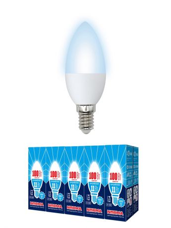 Лампочка Volpe, Volpe Комплект из 10 светодиодных ламп LED-C37-11W/NW/E14/FR/NR Форма "свеча", матовая. Белый свет (4000K), Комплект из 10 светодиодных ламп LED-C37-11W/NW/E14/FR/NR Форма "свеча", матовая. Белый свет (4000K), Нейтральный, Нейтральный свет 11, 11 Вт, Светодиодная, Светодиодная