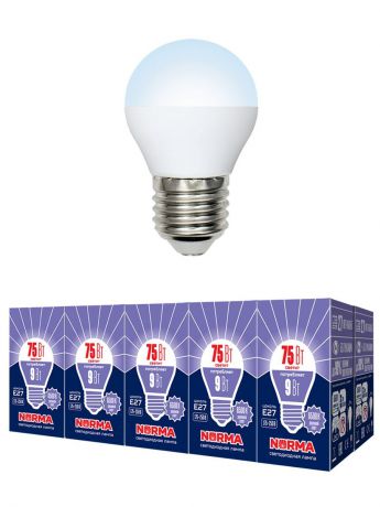 Лампочка Volpe, Volpe Комплект из 10 светодиодных ламп LED-G45-9W/DW/E27/FR/NR Форма "шар", матовая. Дневной белый свет (6500K), Комплект из 10 светодиодных ламп LED-G45-9W/DW/E27/FR/NR Форма "шар", матовая. Дневной белый свет (6500K), Холодный, Холодный свет 9, 9 Вт, Светодиодная, Светодиодная
