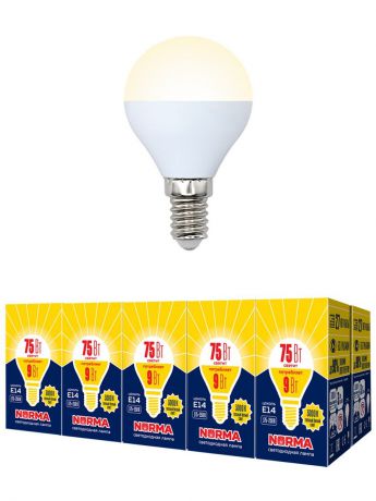 Лампочка Volpe, Volpe Комплект из 10 светодиодных ламп LED-G45-9W/WW/E14/FR/NR Форма "шар", матовая. Теплый белый свет (3000K), Комплект из 10 светодиодных ламп LED-G45-9W/WW/E14/FR/NR Форма "шар", матовая. Теплый белый свет (3000K), Теплый, Теплый свет 9, 9 Вт, Светодиодная, Светодиодная