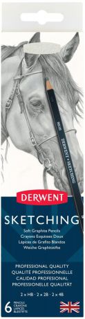 Derwent Набор чернографитных карандашей Sketching 6 шт с точилкой
