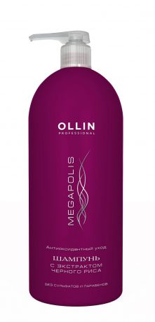 Шампунь для волос OLLIN PROFESSIONAL MEGAPOLIS для восстановления черный рис 1000 мл