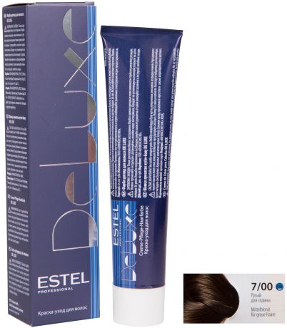 Краска для волос ESTEL PROFESSIONAL 7/00 DE LUXE краска-уход для окрашивания волос, русый для седины 60 мл