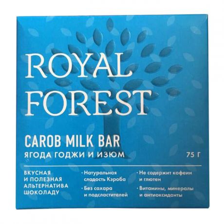 Шоколад из кэроба Royal Forest "Ягоды годжи и изюм" Carob milk bar