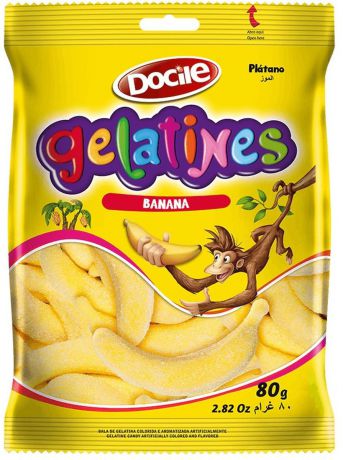 Жевательный мармелад Docile Gelatines Banana, со вкусом банана, 80 г