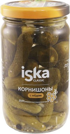 Овощные консервы ISKA Огурцы корнишоны с медом, 330 г