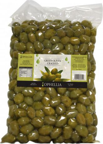 Овощные консервы Ophellia Jumbo Оливки зеленые Халкидики с травами, 1 кг