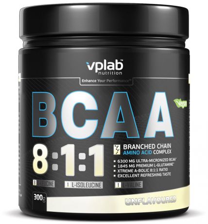 BCAA VPLAB Nutrition 8:1:1, без вкуса, 300 г