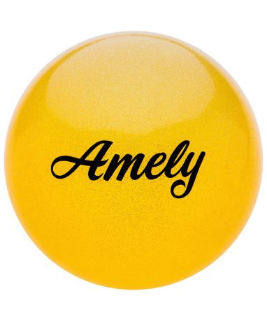 Мяч для художественной гимнастики Amely Agb-102, 15 см, желтый, с блестками