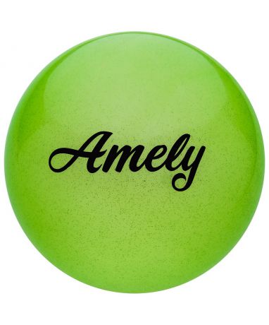 Мяч для художественной гимнастики Amely Agb-102, 15 см, зеленый, с блестками
