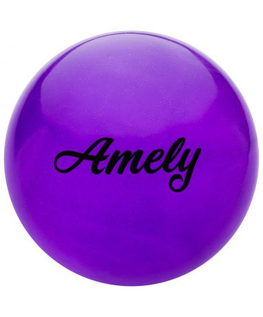 Мяч для художественной гимнастики Amely Agb-101, 15 см, фиолетовый, с блестками