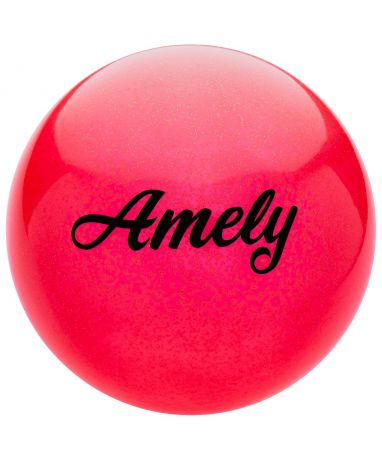 Мяч для художественной гимнастики Amely Agb-102, 19 см, красный, с блестками