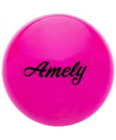 Мяч для художественной гимнастики Amely Agb-102 19 см, розовый, с блестками