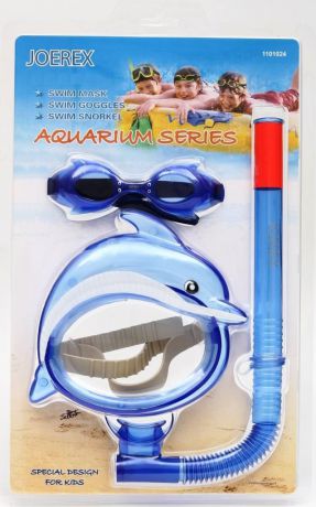 Набор для плавания (маска, трубка и очки) детский JOEREX SSM1807-2, дизайн дельфин