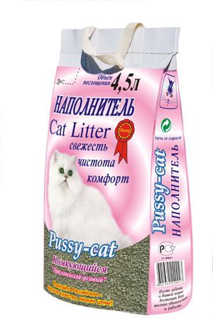 Наполнитель "Pussy-cat" для кошачьего туалета, комкующийся, 4,5 л