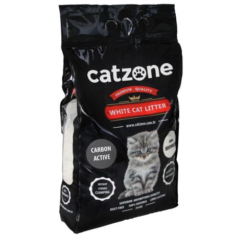 Наполнитель для кошачьих туалетов Catzone Active Carbon, бентонитовый, с активированным углем, 10 кг