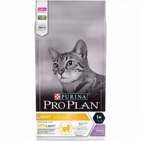 PRO PLAN Light Turkey корм для кошек с избыточным весом и кошек, склонных к полноте, с индейкой 1,5кг