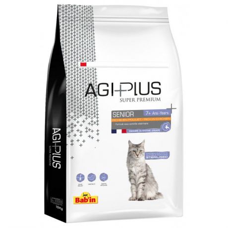 Сухой корм Agi Plus Senior Poulet для пожилых кошек,10 кг