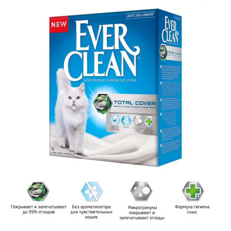 Ever Clean Total Cover комкующийся наполнитель для кошачьих туалетов (6 л)