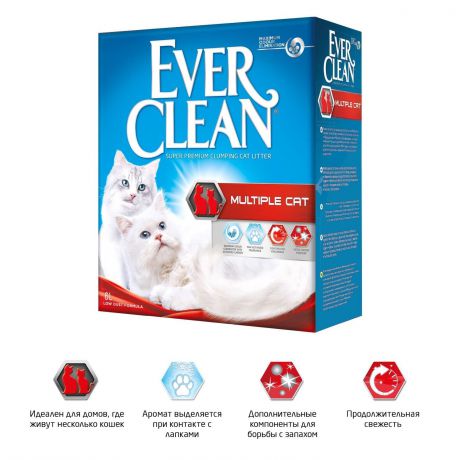 Ever Clean Multiple Cat комкующийся наполнитель для нескольких кошек (6 кг)