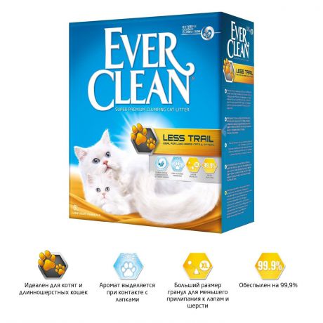 Ever Clean Less Trail комкующийся наполнитель для длинношерстных кошек (10 кг)