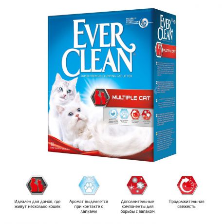 Ever Clean Multiple Cat комкующийся наполнитель для нескольких кошек (10 кг)