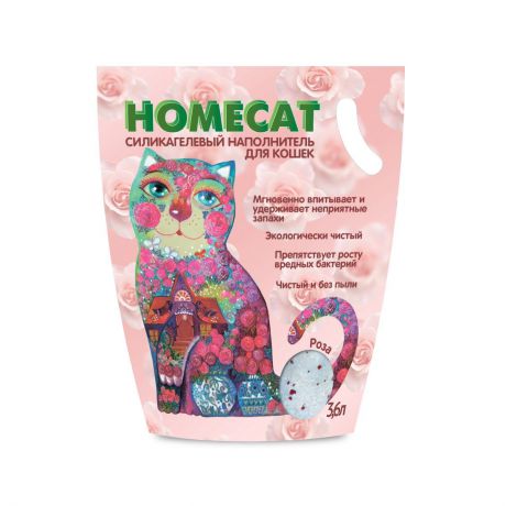 HOMECAT Силикагелевый наполнитель для кошачьих туалетов с ароматом розы (3.6 л)