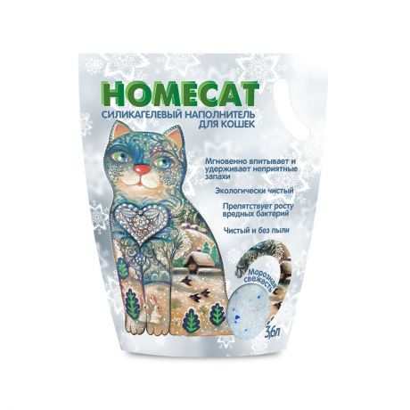 HOMECAT Силикагелевый наполнитель для кошачьих туалетов с ароматом морозной свежести (3.6 л)