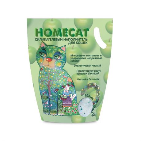 HOMECAT Яблоко Силикагелевый наполнитель для кошачьих туалетов с ароматом яблока (3.6 л)