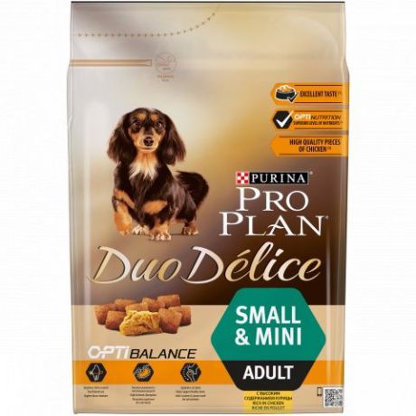 PRO PLAN Duo Delice Small Adult для взрослых собак мелких карликовых пород, с курицей и рисом 2,5кг