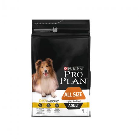 PRO PLAN Dog All Size Adult Light/Sterilized корм для взрослых собак всех пород склонных к избыточному весу и/или стерилизованных, курица 3кг