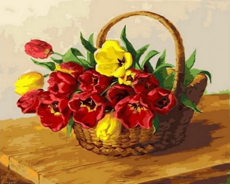 Картина по номерам Paintboy Original "Корзинка тюльпанов" 40х50см