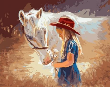 Картина по номерам Paintboy Original "Девочка с лошадкой" 40х50см