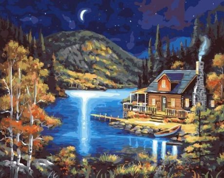 Картина по номерам Paintboy Original "Месяц над озером" 40х50см