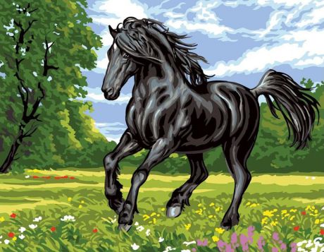 Картина по номерам Paintboy Original "Черный конь" 30х40см