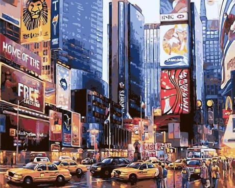 Картина по номерам Цветной "Нью-Йорк. Ночь в Манхэттене" 40х50см