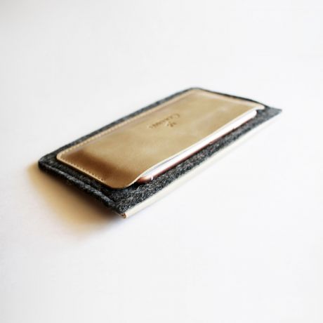 Чехол для сотового телефона Columb Чехол-кошелек из кожи и фетра 02A02-01-LG, светло-серый, серый