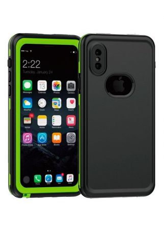 Чехол для сотового телефона Прорезиненный водонепроницаемый для iPhone X, зеленый, черный