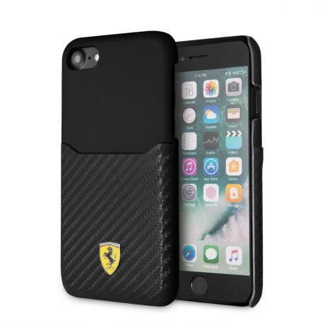 Чехол Ferrari On Track Carbon для iPhone 8/7, чёрный