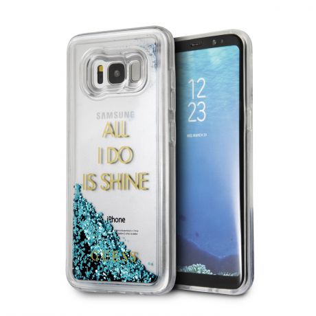 Чехол Guess Liquid glitter для Samsung Galaxy S8, прозрачный/синий