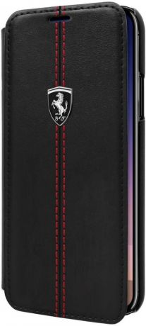Чехол-книжка Ferrari Heritage Leather для iPhone Xs/X, чёрный