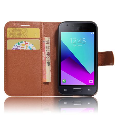 Чехол-книжка MyPads для Samsung Galaxy J1 Mini Prime 2016 Dual Sim 4.0" (SM-J106) с мульти-подставкой застёжкой и визитницей коричневый