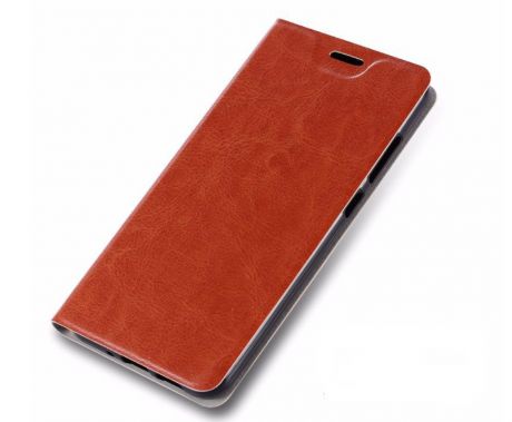 Чехол-книжка MyPads для HTC One ME Dual Sim на жёсткой металлической основе коричневый