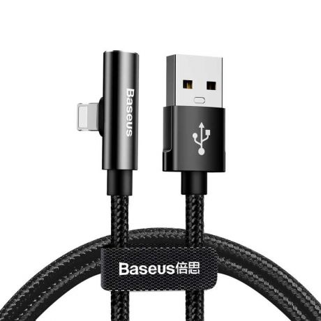 Кабель Baseus Rhythm Bent Connector Audio and Charging Cable USB For iPhone 2A 0.5m Black