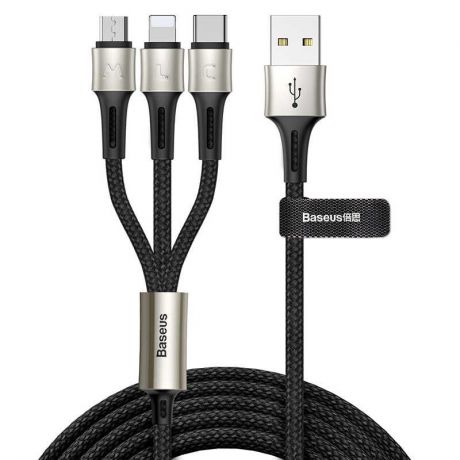 Кабель Baseus caring touch selection 1-in-3 USB cable 1.2m Black