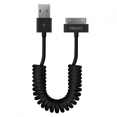 Deppa Color дата-кабель витой 30-pin для Apple, Black (1.5 м)