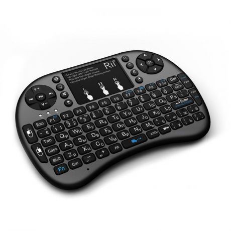Беспроводная клавиатура c подсветкой Rii mini i8+, черная