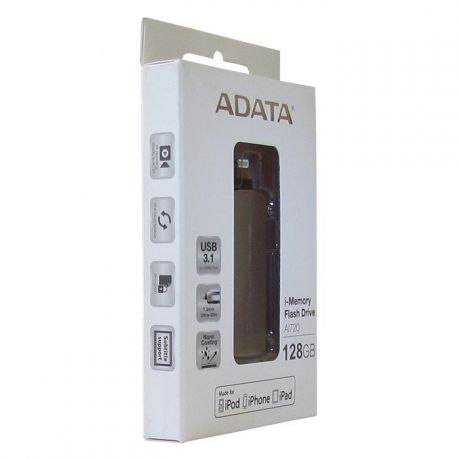 USB Флеш-накопитель ADATA AAI720-128G-CGY 128GB Lightning + USB 3.1, цвет: серый