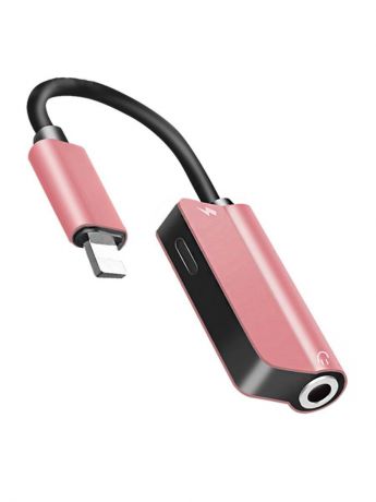 Адаптер Ligthning-3.5mm+Charging, GL031, цвет розовый