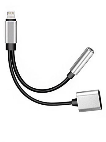 Адаптер USB Lightning 3.5 Jack, GL026, цвет серебристый