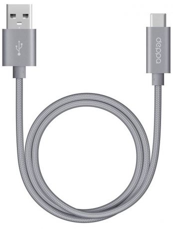 Кабель Deppa USB - USB Type-C 1.2m алюминий/нейлон (Графитовый)